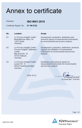 Process Insights GmbH Annex to Certificate